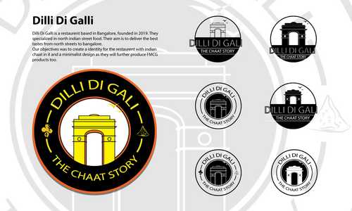 Dilli Di Galli is a restaurent based in Bangalore, founded in 2019. They specialized in north indian street food. Their aim is to deliver the best tastes from north streets to bangalore. Our objectives was to create a identity for the restaurent with indian chaat in it and a minimalist design as they will further produce FMCG products too.