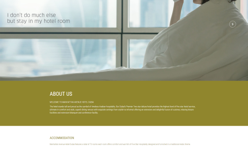 Web designing and development project for Manhattan hotels Dubai.