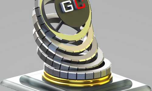 This award was designed for an online competition by GrabCAD. The five large rings signify five qualities required for success 1. Patience, 2. Integrity, 3. Passion, 4. Confidence and 5. Courage. This was designed for 3D printing.
