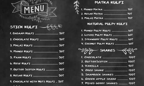 Kulfi Menu made entirely with Adobe Illustrator both Back and Front for a client 