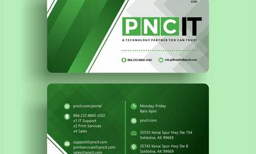 This is a modern and professional business card design made for an IT brand.