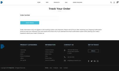 Track order page.