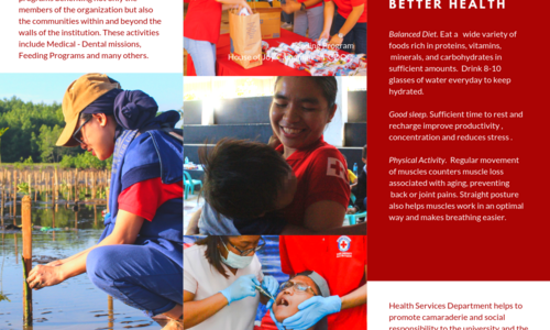 An XU Red Cross Youth (back portion) of the brochure with the details of the Health Services department for its recruitment last June 2019.