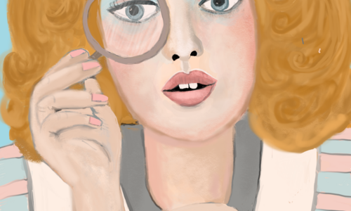 Lady With Magnifying Glass - Pop Portrait