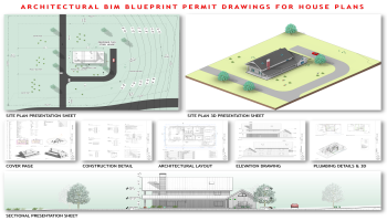 Architectural BIM blueprint permit drawings