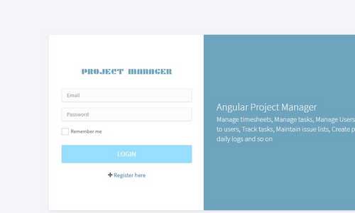 Angular Project Manager : Manage timesheets, Manage tasks, Manage Users, Assign projects to users, Track tasks, Maintain issue lists, Create projects, View daily logs, reports converting reports into excel, pdf etc. Technologies used to built are Codeigniter 2.*, Angular js 1.x, Jquery, Bootstrap, Ajax, JSON. you can also register and check email status validation once you type in login email field. Credentials : https://project-manager.000webhostapp.com/angular_timesheet_manager/ richard@gmail.com 123456 