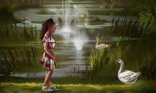 Children's book Character with background realistic illustration
