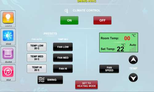 HVAC control page for residential projects