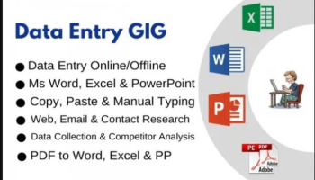 I can do any type of data entry and research. 
