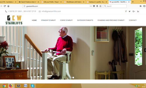 http://gcwstairlifts.com/ . It is a cms(wordpress) website.The sole dealer for Acorn stairlifts (The leading manufacturer of stairlifts worldwide) in West Africa.