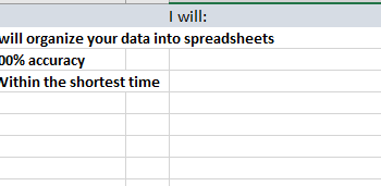 I will organize your data into a spreadsheet