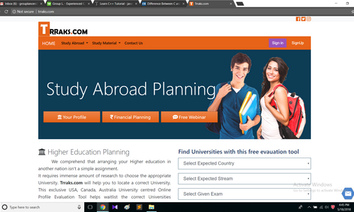 This website provides a free profile evaluation tool for those student who are planning for study in abroad. This website also helps students with their financial requirement and admission process.
