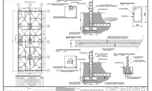 Foundation Plan and Schedule of Footings, Columns, Beam and Slab