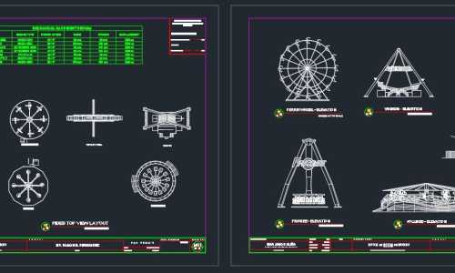 A CAD layout of an Amusement Park rides (for mechanical drawings specifications)