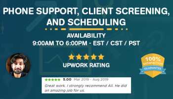 Phone/Email/Chat Support, Client Screening, and Scheduling
