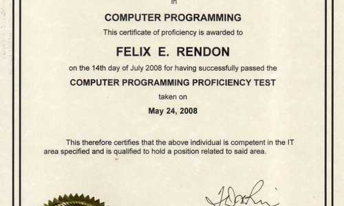 I pass Computer Programming Examination for Eligibility to in all Government Offices