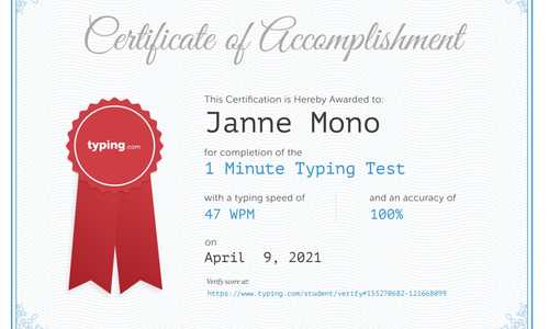 Typing Certificate with 100% accuracy