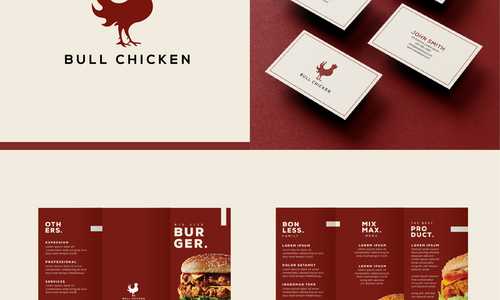 Logo and Branding for Fast Food Restaurant "Bull Chicken" The clients need to incorporate the chicken with Fire; after some back-and-forth changes, this is the finalized product. Let me know what you think about this design.