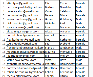 Name Personal Email gender Finding
