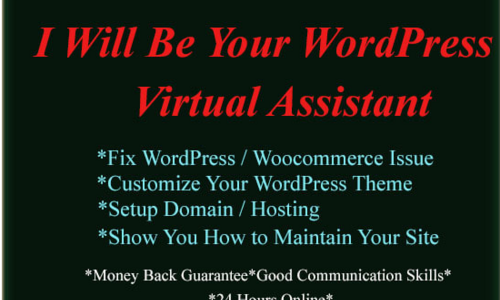 Hi,My Name is Hassan And I am Working as a Wordpress Expert or Virtual Assistant last 5 Years. So If you need any Help For your Website then, You are the exactly right place. What Should I do? Fresh Wordpress Install and Theme installationCustomization Full site and Create Pages As Your requirementMove Your Site to another Domain / HostingFix Your Html, CSS, Php issueIncrease Your site speedSetup Site Security issue.Fix On-Page-SEOSetup Woocommerce Functionality / Or make Full e-commerce websiteUpload Your ProductEtc