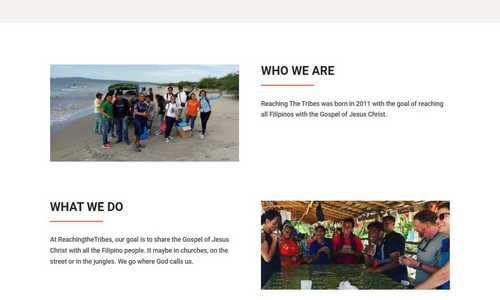 Reachingthetribes | Website Development For NGO The client needed a custom 7-Page website to present their NGO operating in the Philippines. I created the website with WordPress and Divi to apply an attractive design matching the brand. The site is visually appealing, mobile-friendly, and functions swiftly. They were very pleased with the result and it has led to subsequent work. From the client:Darrell Wayne Cheeks"Subrata is great to work with and I will use him again in the future for other websites. Very fast response time and the website is top notice. Easy to work with."https://reachingthetribes.com