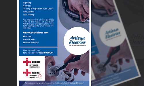 A5 Flyer design for an electrical company ARTISAN.