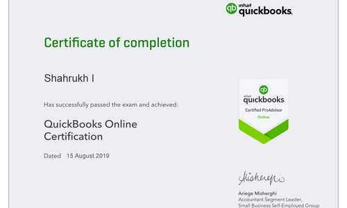 QuickBooks Professional Advisor Certificate