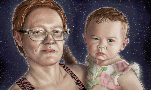 A client wanted me to paint his wife and daughter based from a photo. I used the style of artists (such as Struzan, and others) to achieve a sketchy but realistic look. The client was satisfied on the work.