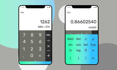A simple UI design for a standard and scientific calculator.