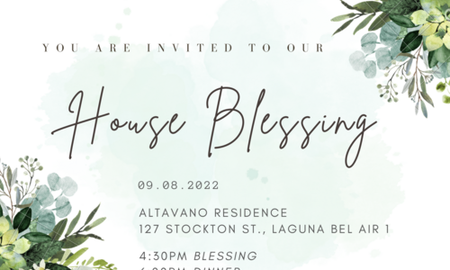 A sample House Blessing Invitation I created just last year.