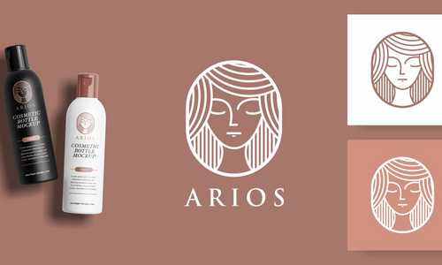 This is a logo and product design for Arios, a cosmetic brand.