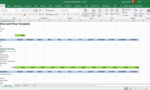The client wanted a Monthly CashFlow Template to be created in Microsoft Excel with formula.