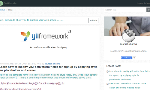 Developed a blog build on Php yii2 framework