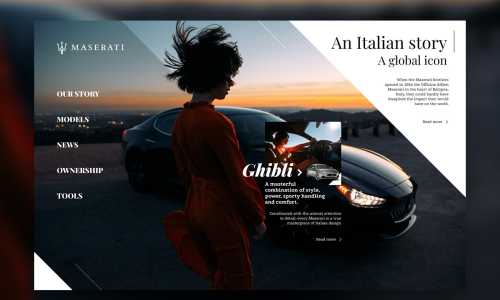 Design challenge for a landing page for Maseratti.
