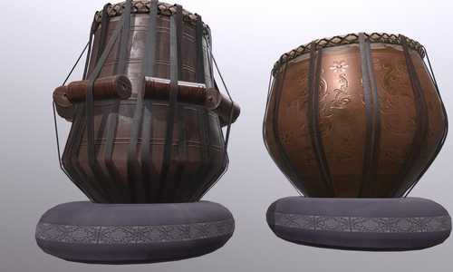classical Indian tabla 3d model with textured. 