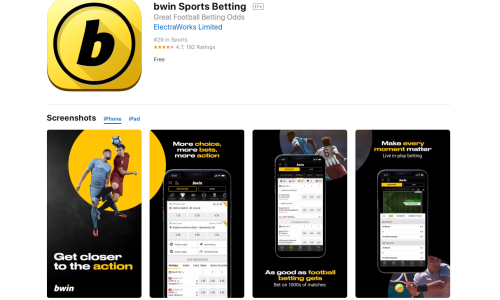 App Link : https://itunes.apple.com/bg/app/bwin-sports-betting/id393760245?mt=8 It is an betting sports app available for various games for various countries. Using this app user can placesingle, Multi and system bets from his iPhone. Check selections and edit your bet slip as much as user like before confirming his bet. User can also check live stats on top clubs. Use them to inform user selections or to keep a tab on the latest performances of your favourite teams.