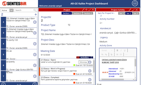 PowerApps Project Management Dashboard build as canvas app, for managing Projects and corresponding activities, tasks. Projects information’s are captured and displayed with indicators. Galleries, Collections, Custom Tabs, SharePoint Forms are the core components. SharePoint Lists are used as data repository, Flows are used for notifications.