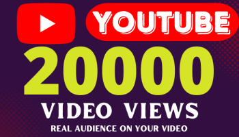 You will get 20000 organic youtube video views Real Audience fast delivery