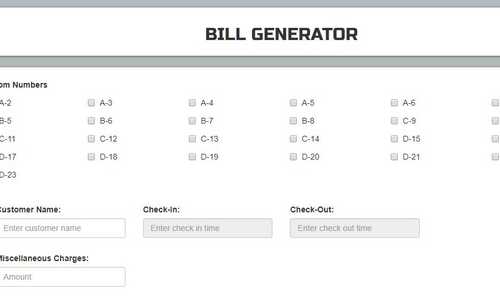 Billing System : Bill generation for room rental services allowing to calculate cost of the rooms with Including GST, Excluding GST and with No GST. Other expenses can be added dynamically. Once everything is added, Bill is generated for printing. Credentials : http://project-manager.000webhostapp.com/holiday_homes/index.php/billing/create_bill 