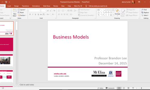 The client wanted Design of Business PowerPoint slides with graphics.