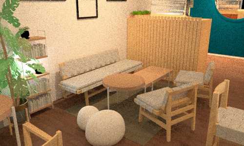 Render for Bakes and brews cafe interior design project