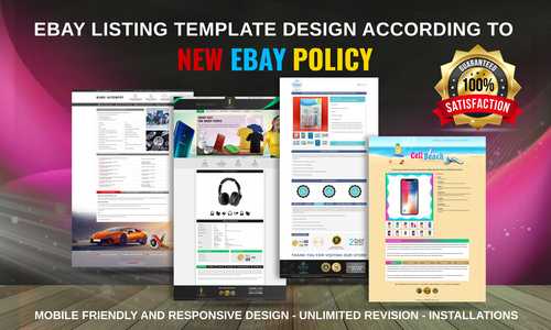 About my Gig Custom eBay Listing Template Design to increase your eBay sales. Boost your sales by 60% with a professional eBay Template. You'll get every possible feature on the eBay template. Advance Features Listing Template Logo Design Banners Unlimited Revisions Why Choose Us? Excellent Support 100% Satisfied Customers Installation & 24/7 Online Support Quick Delivery Here are a Few Key Benefits of our eBay Template New eBay Policy Compliant Secure HTTPS link Template Responsive is compatible with all devices (Mobile, iPad, iPhone, etc.) Works on ALL eBay Stores (UK, USA, GERMANY, FRANCE, Australia, etc) Our eBay listing templates are compatible with all listing software like:- #AutoDs #Ink Frog #Linnworks