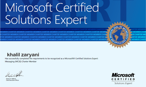 Microsoft solution Experts certificate