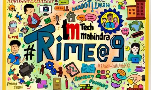 Promotional Doodle for the talk show PrimeTime@9 of Tech Mahindra Company.