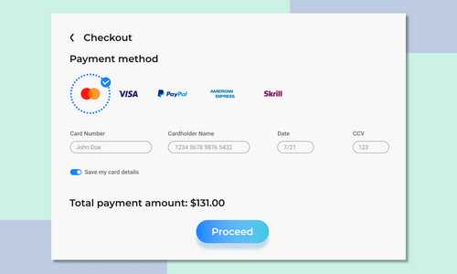 User Interface design for Payment Checkout.
