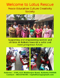 This is the front cover of a brochure created for Lotus Rescue Peace Education Culture Creativity Society.