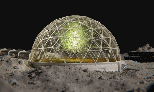 Stylized moon Colony made in Blender