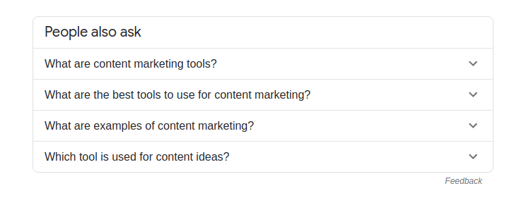 People also ask questions for content ideas