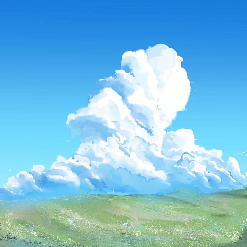 Картинки нарисованное небо. Облака рисунок. Облака арт. Пейзаж с облаками рисунок.